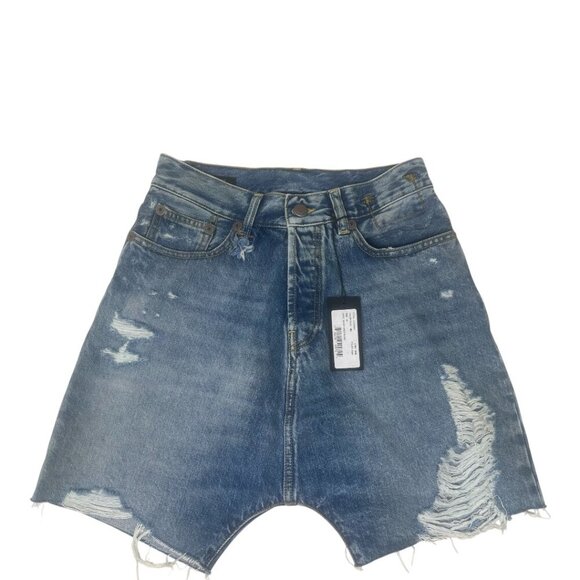 New R13 Marky Drop Short Jeans Size 24 Bain Wash Blue Denim Distressed Faded - Picture 7 of 16